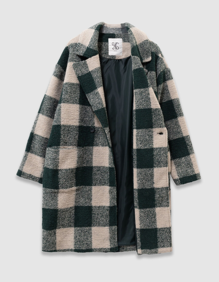 cappotto a quadri verde ed écru per bambine