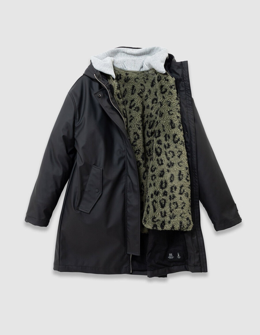 parka nero 3 in 1 e giacca imbottita con fodera in pelliccia