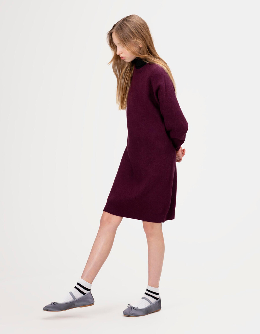 abito in maglia bordeaux per bambine