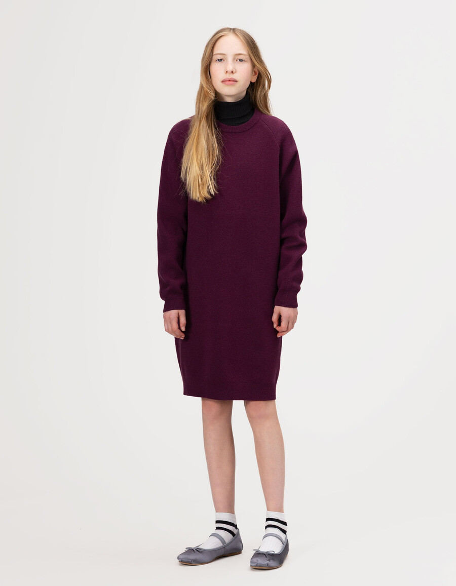 abito in maglia bordeaux per bambine