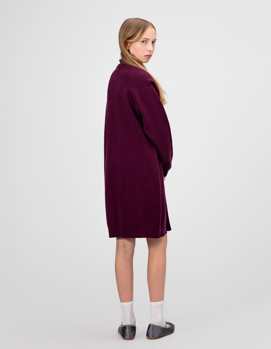 abito in maglia bordeaux per bambine