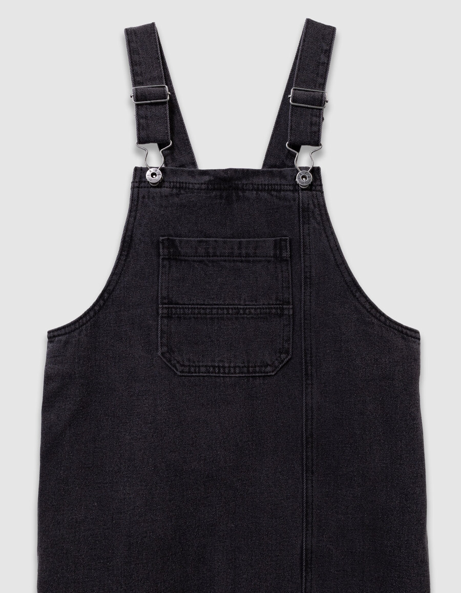 abito midi con spacchi in denim grigio per bambine