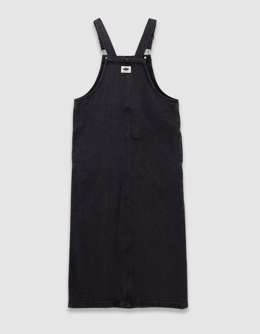 abito midi con spacchi in denim grigio per bambine