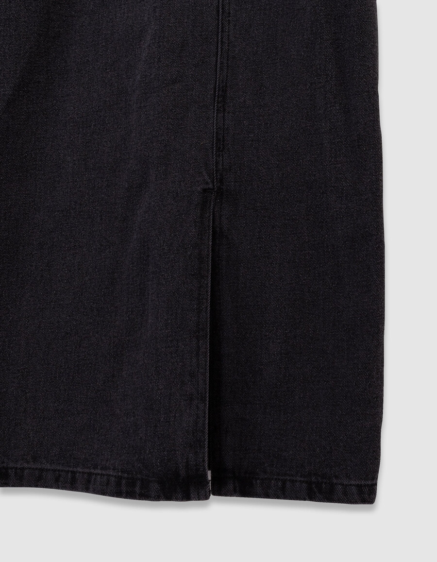 abito midi con spacchi in denim grigio per bambine