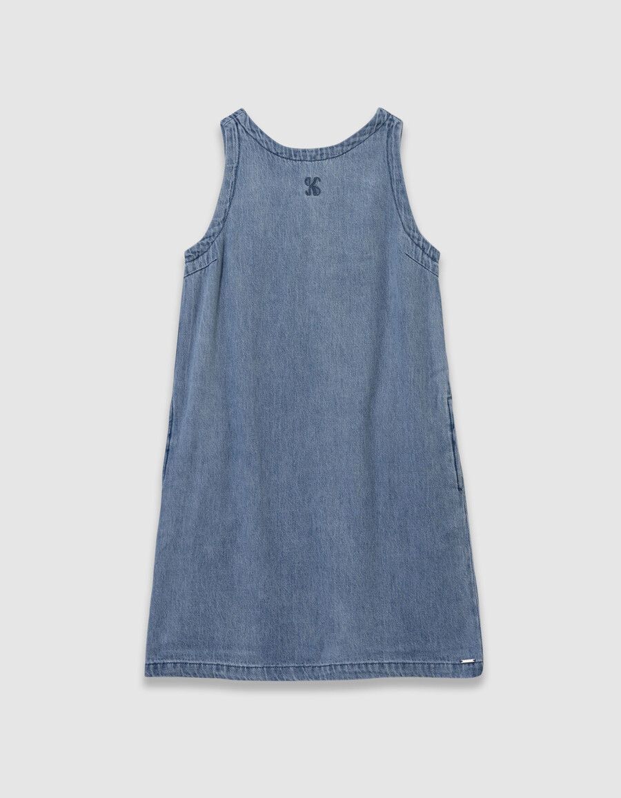 abito scamiciato in denim blu per bambine