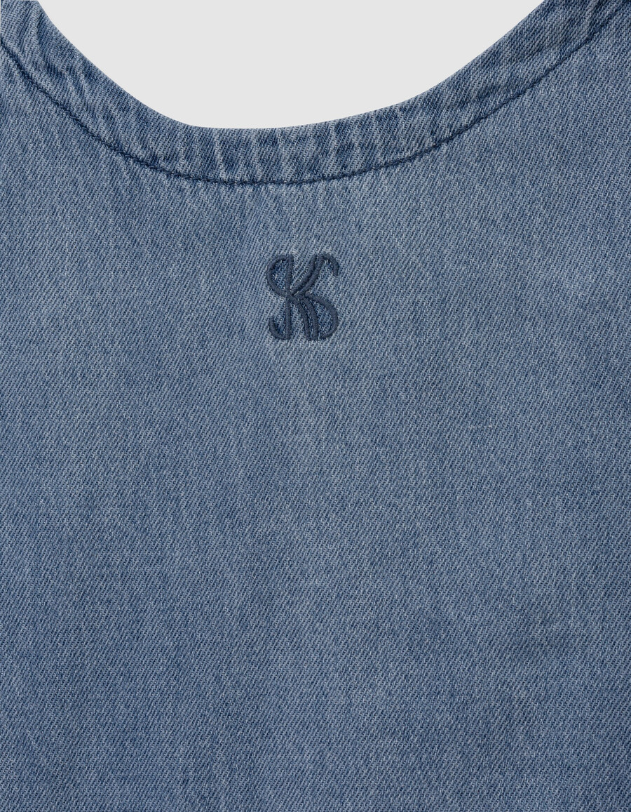 abito scamiciato in denim blu per bambine