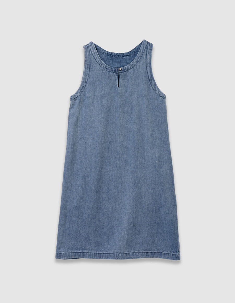 abito scamiciato in denim blu per bambine
