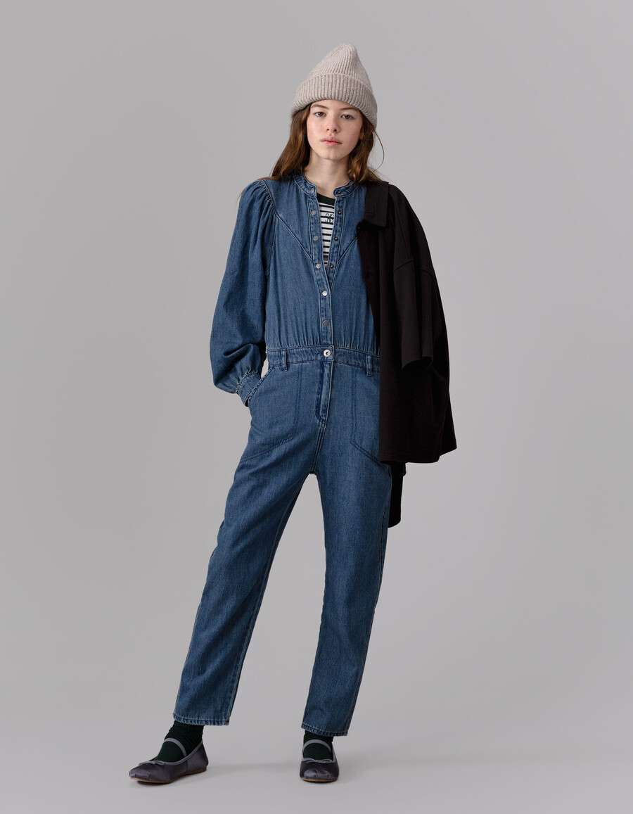 tuta in denim blu per bambine