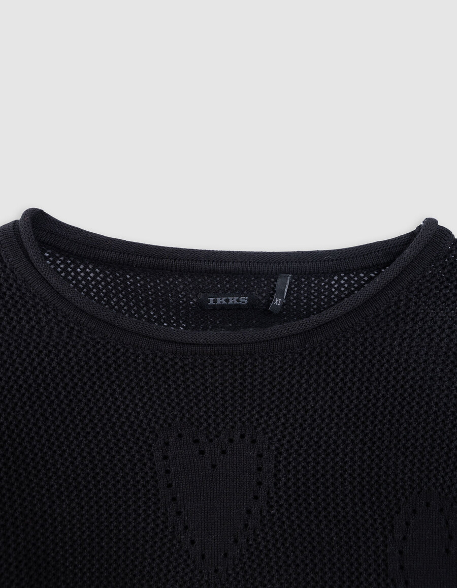 maglione nero traforato con cuori per bambina