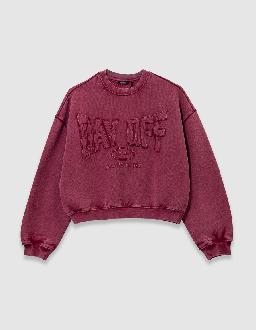felpa bordeaux da bambina con scritta xl ricamata