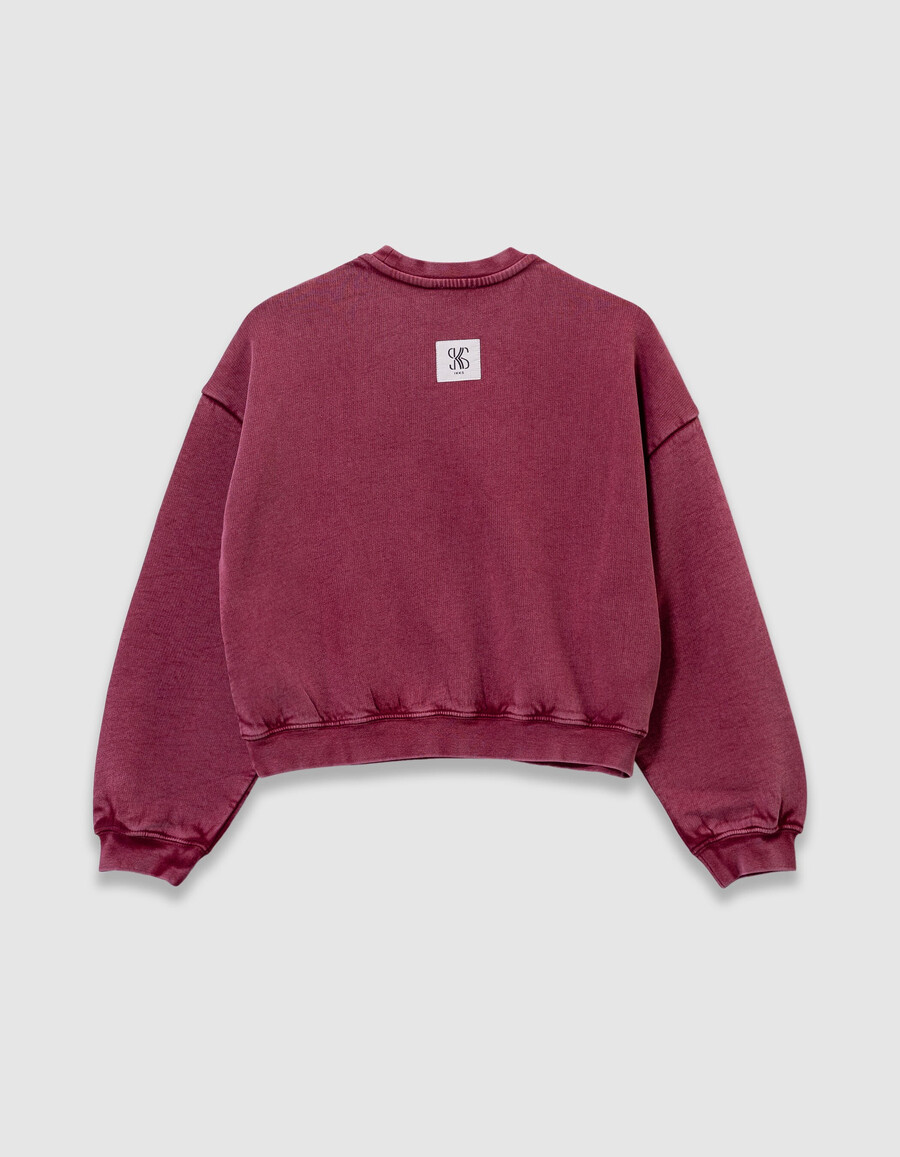 felpa bordeaux da bambina con scritta xl ricamata