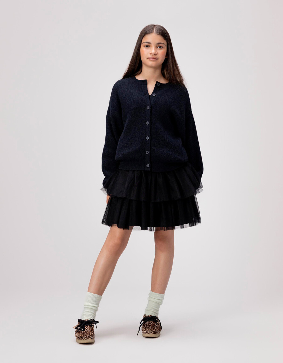cardigan nero in morbida maglia con bottoni per bambine