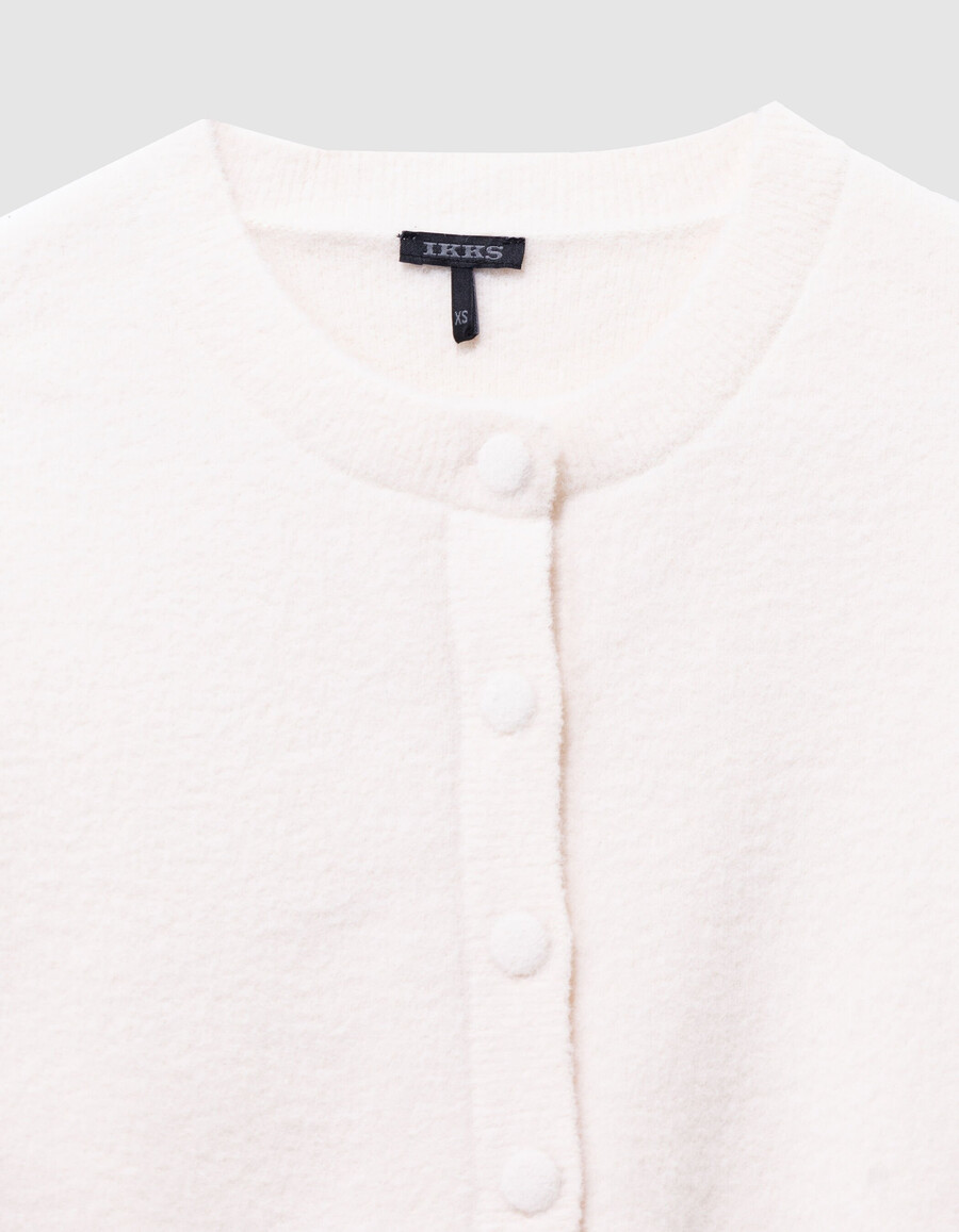 cardigan beige con bottoni in morbida maglia per bambine