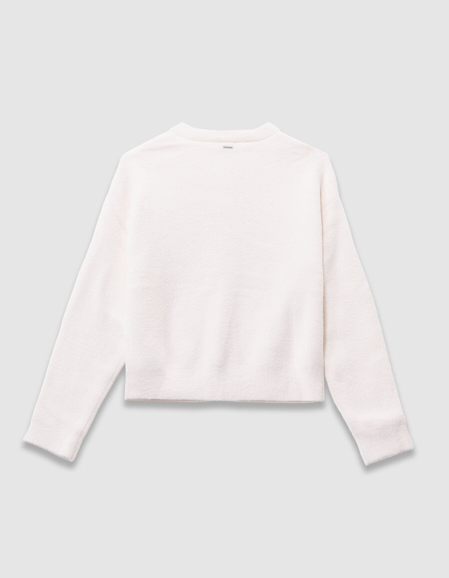 cardigan beige con bottoni in morbida maglia per bambine