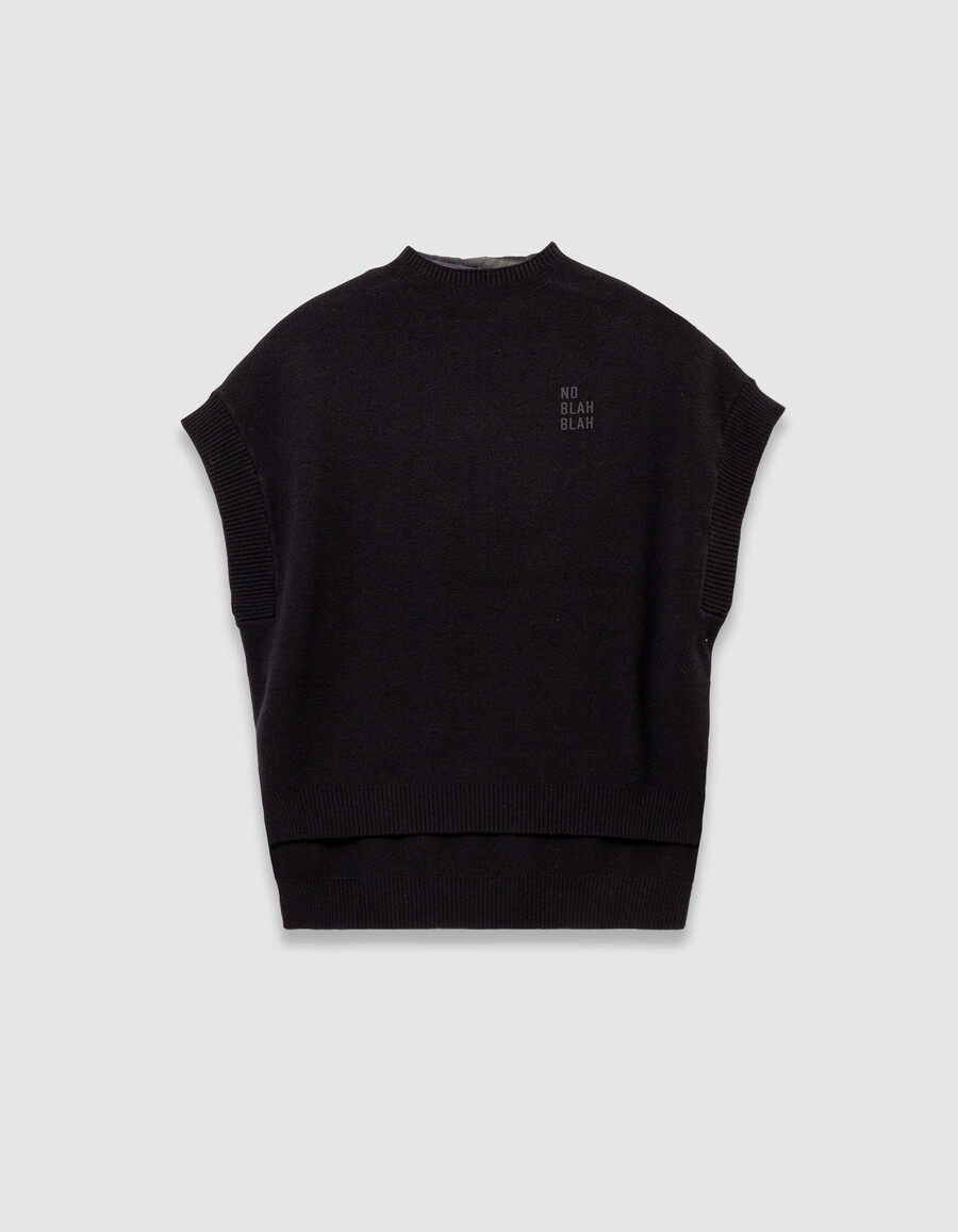 maglione nero senza maniche in maglia per ragazze