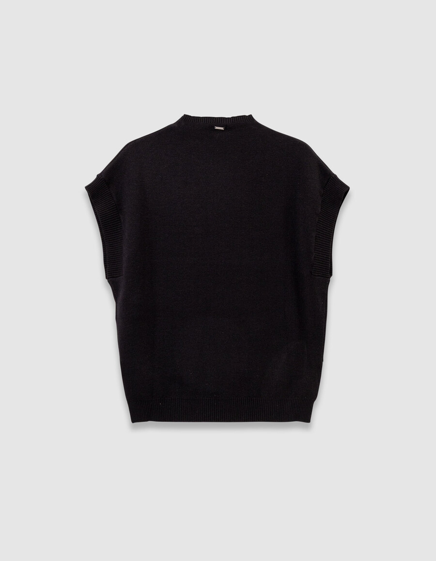 maglione nero senza maniche in maglia per ragazze