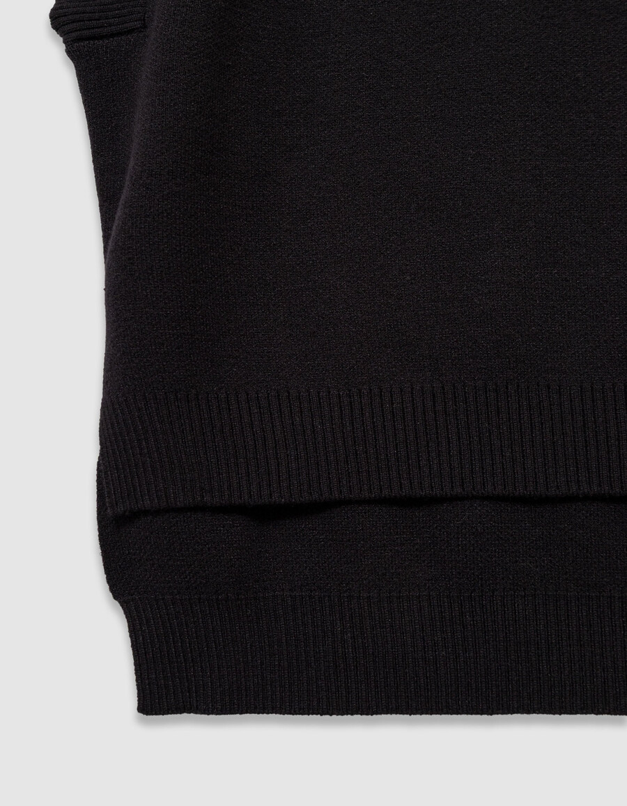 maglione nero senza maniche in maglia per ragazze