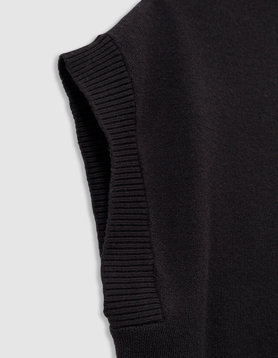 maglione nero senza maniche in maglia per ragazze