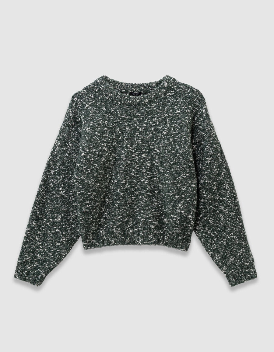 maglione lavorato a maglia mouliné decorativo verde per bambine