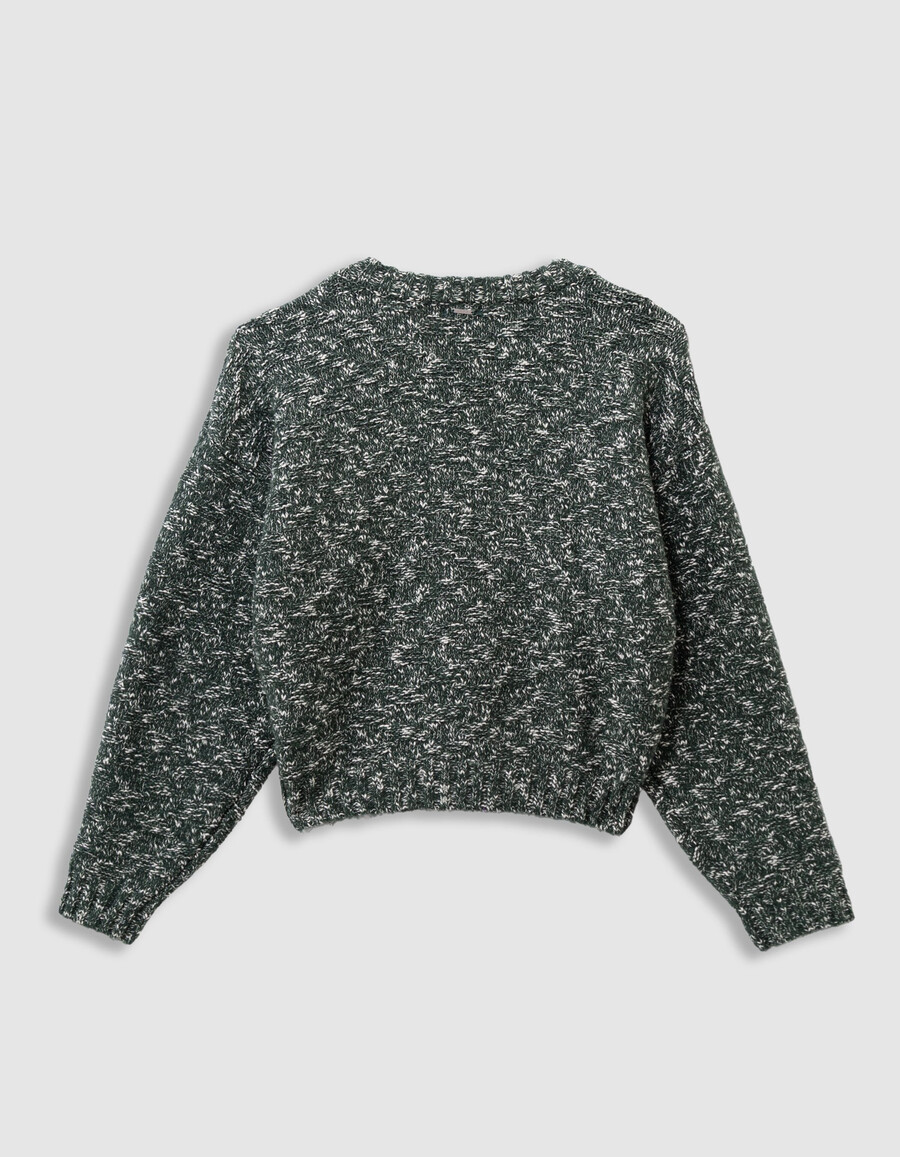 maglione lavorato a maglia mouliné decorativo verde per bambine