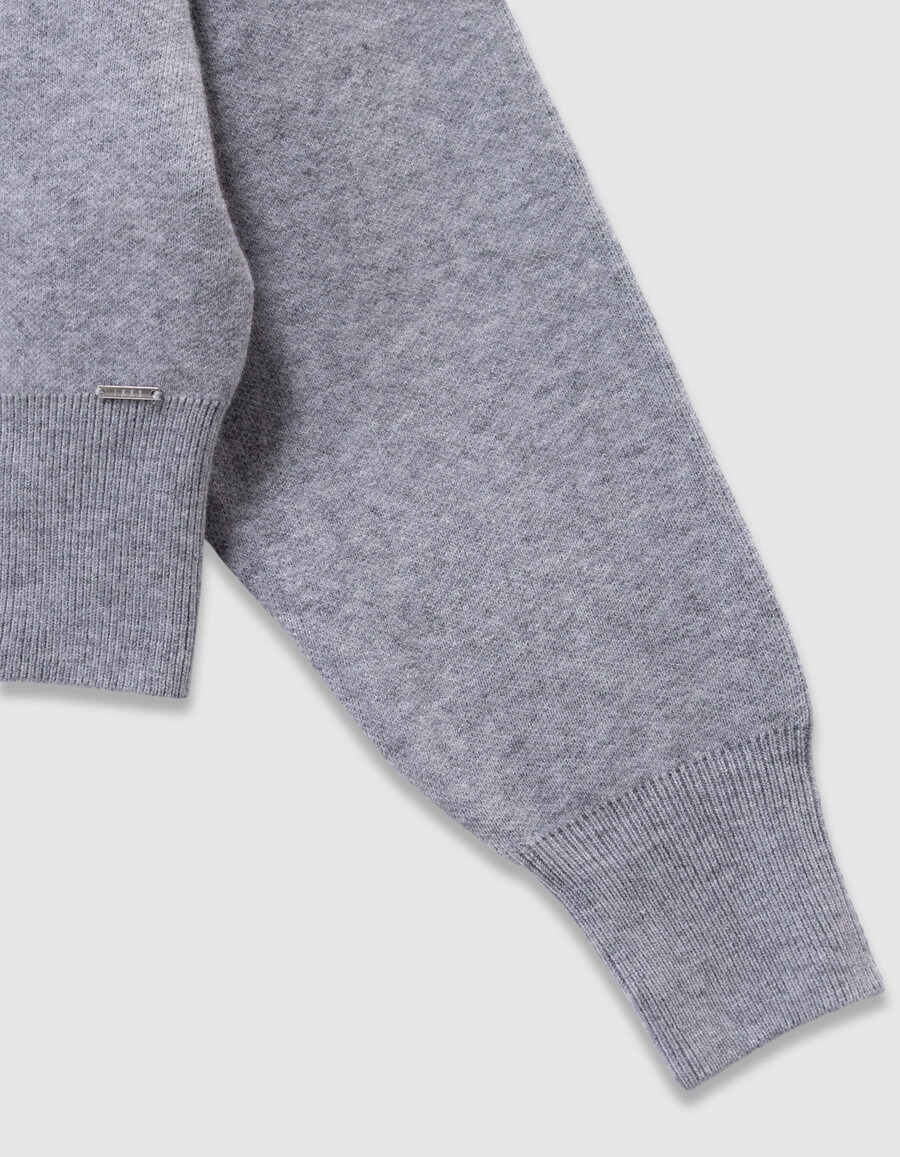 felpa grigia con cappuccio in maglia da bambina con slogan