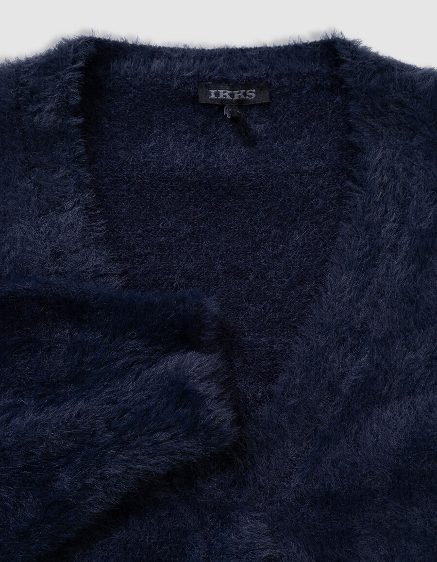 maglione avvolgente in maglia soffice blu navy per bambine