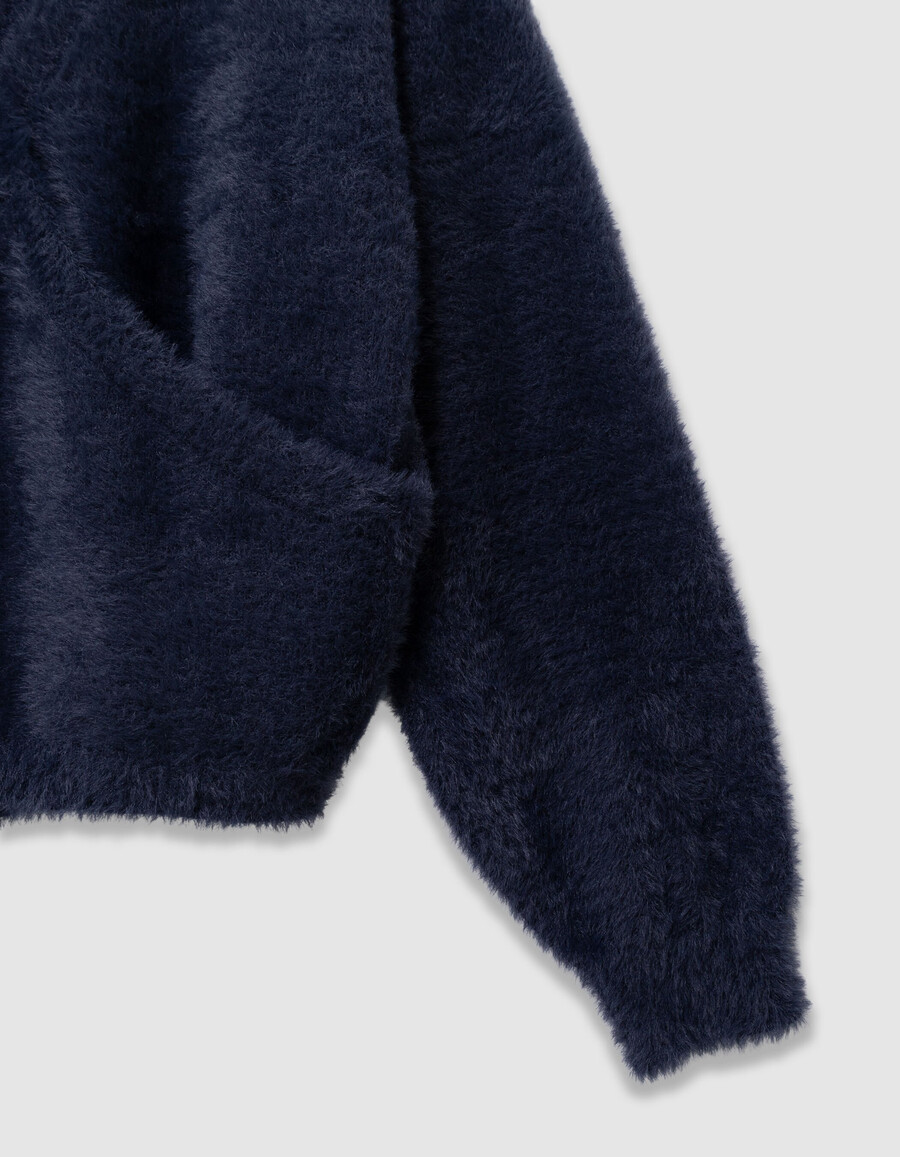 maglione avvolgente in maglia soffice blu navy per bambine
