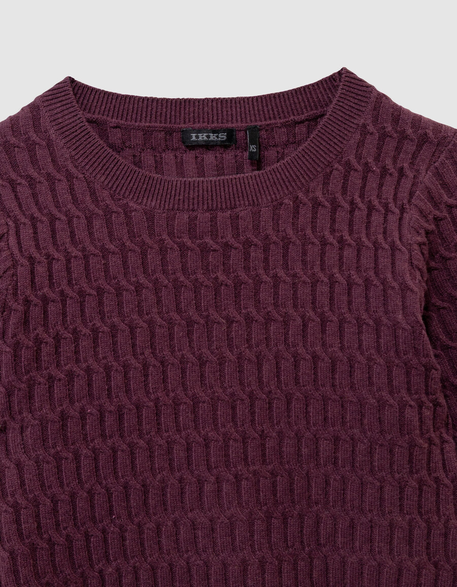 maglione decorativo bordeaux in maglia a trecce per bambine