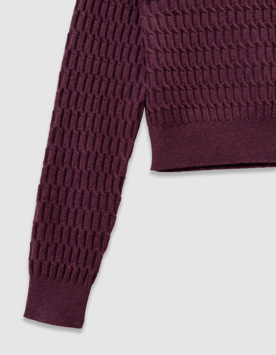 maglione decorativo bordeaux in maglia a trecce per bambine