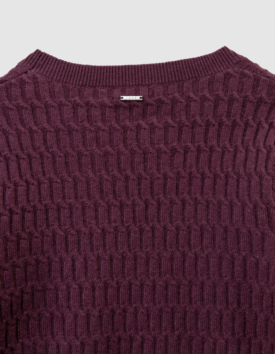 maglione decorativo bordeaux in maglia a trecce per bambine