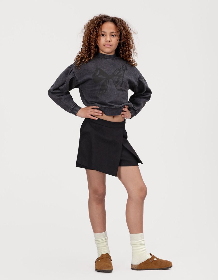 gonna-pantalone nera in lana per ragazze