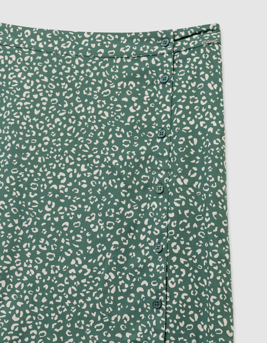 gonna lunga verde da bambina con stampa leopardata