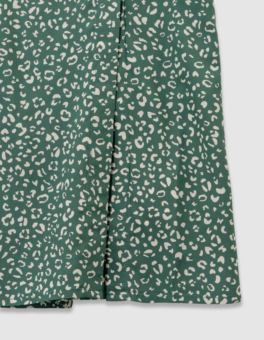 gonna lunga verde da bambina con stampa leopardata