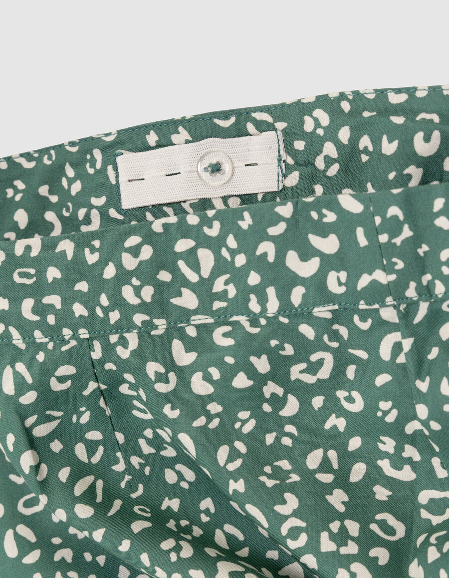 gonna lunga verde da bambina con stampa leopardata