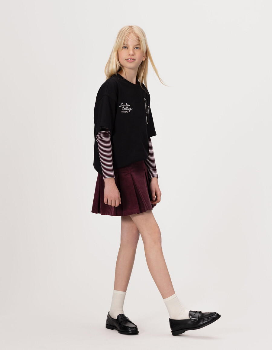 gonna corta plissettata bordeaux per bambine