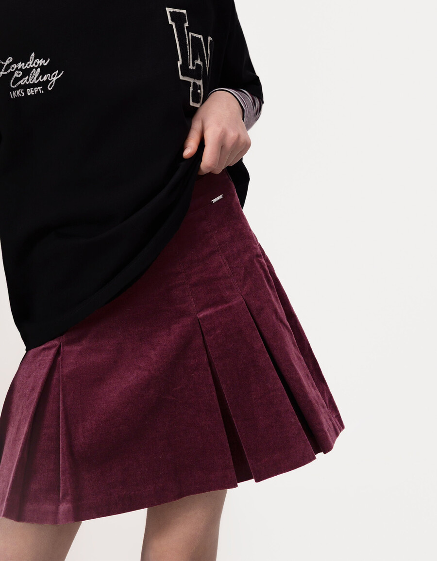 gonna corta plissettata bordeaux per bambine