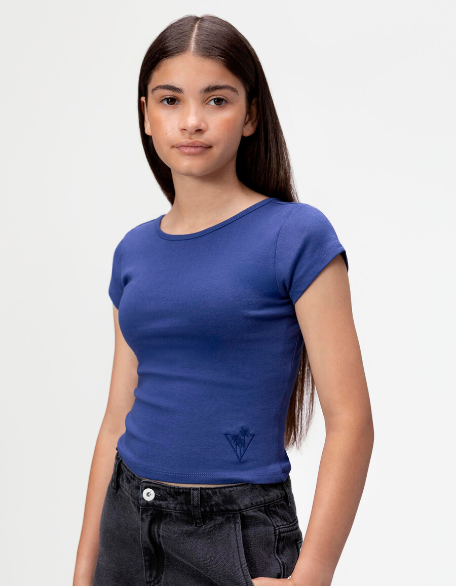 maglietta blu scollatissima per ragazze