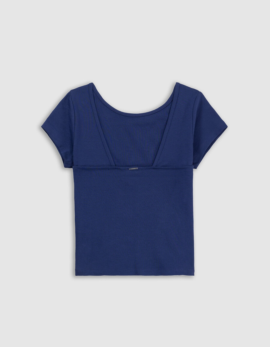maglietta blu scollatissima per ragazze