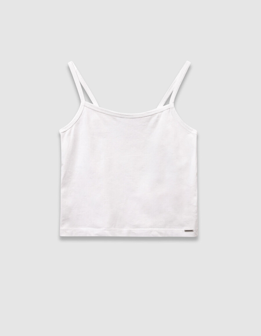 camicia bianca senza maniche in pizzo da annodare sul davanti per bambine