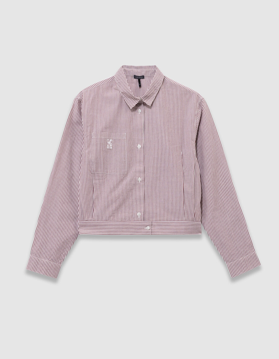 camicia corta a righe bordeaux da bambina