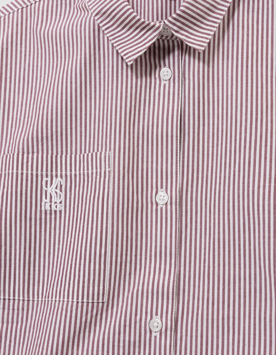 camicia corta a righe bordeaux da bambina