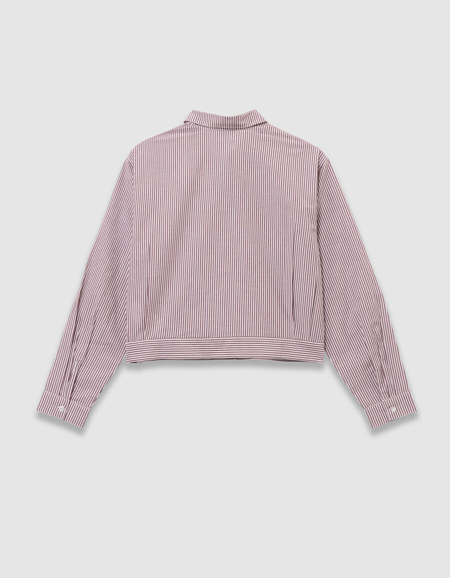 camicia corta a righe bordeaux da bambina