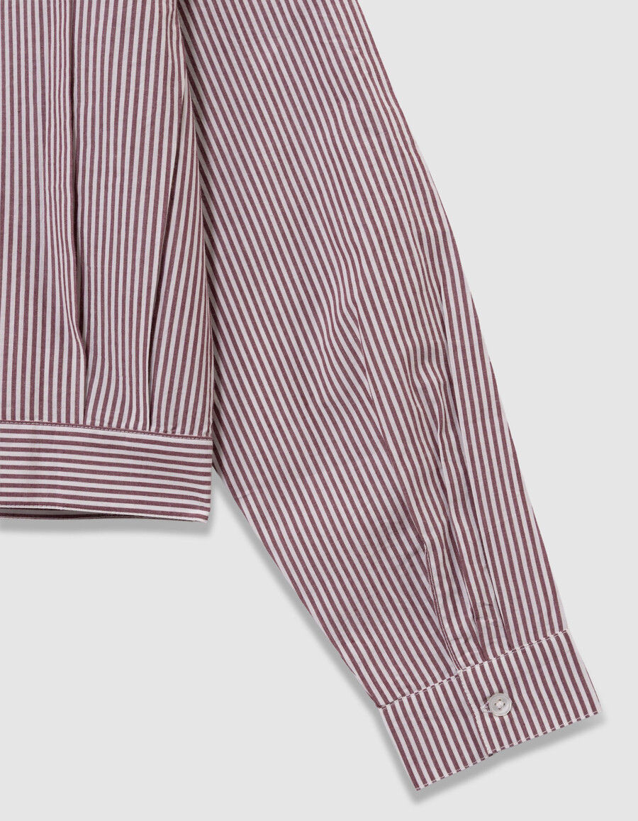 camicia corta a righe bordeaux da bambina