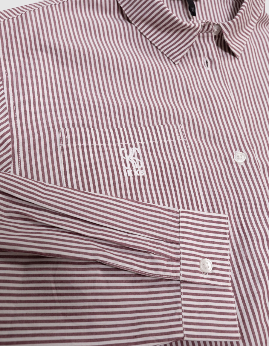 camicia corta a righe bordeaux da bambina