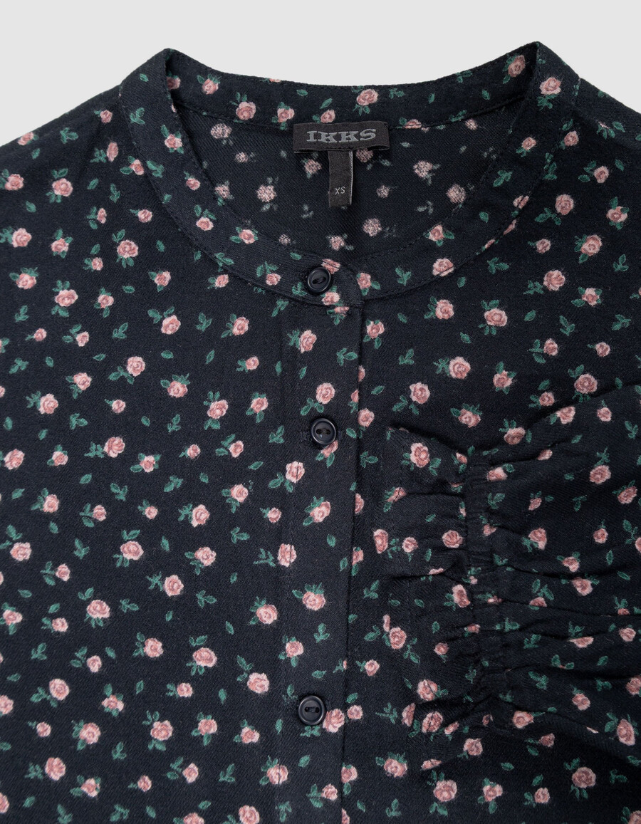 camicetta nera da bambina con stampa mini-rose
