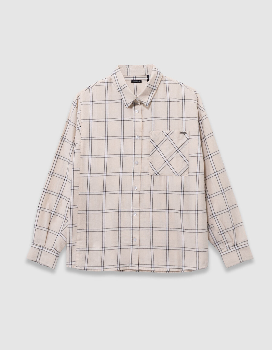 camicia a quadri ecru e neri per ragazze