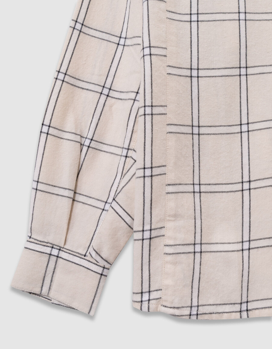camicia a quadri ecru e neri per ragazze