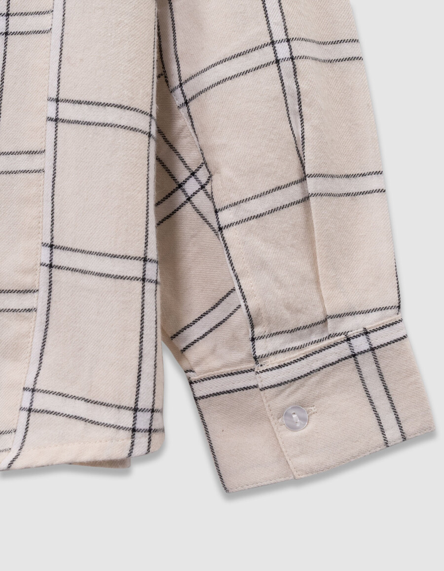 camicia a quadri ecru e neri per ragazze