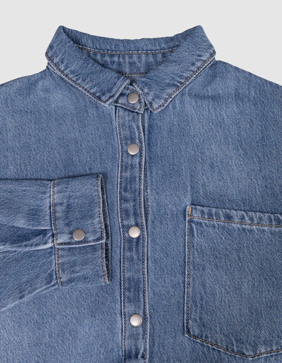 camicia oversize in denim blu per ragazze