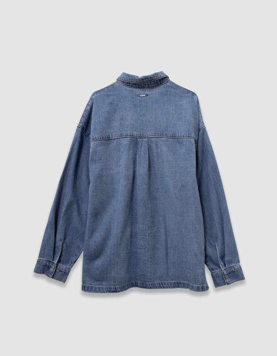 camicia oversize in denim blu per ragazze
